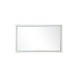 60 in. W x 36 in. H Rectangular Aluminium Framed Dimmable Wall Bathroom Vanity Mirror in Gold