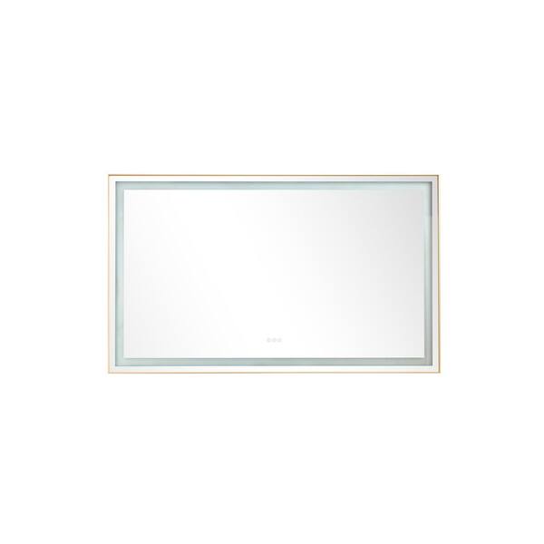 taholi 60 in. W x 36 in. H Rectangular Aluminium Framed Dimmable Wall Bathroom Vanity Mirror in Gold