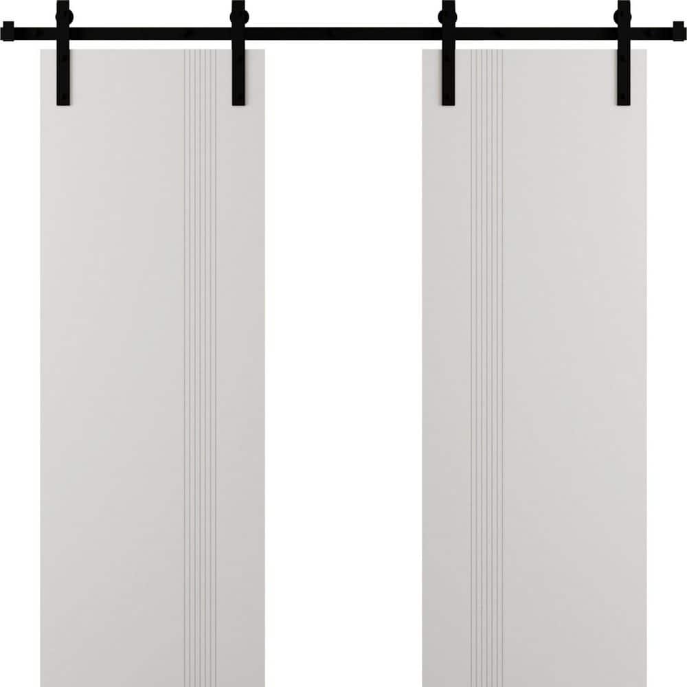 0112 84 in. x 80 in. Solid Core Arctic White Color Wood Sliding Barn Door with Hardware Kit price history on PriceWatchPro