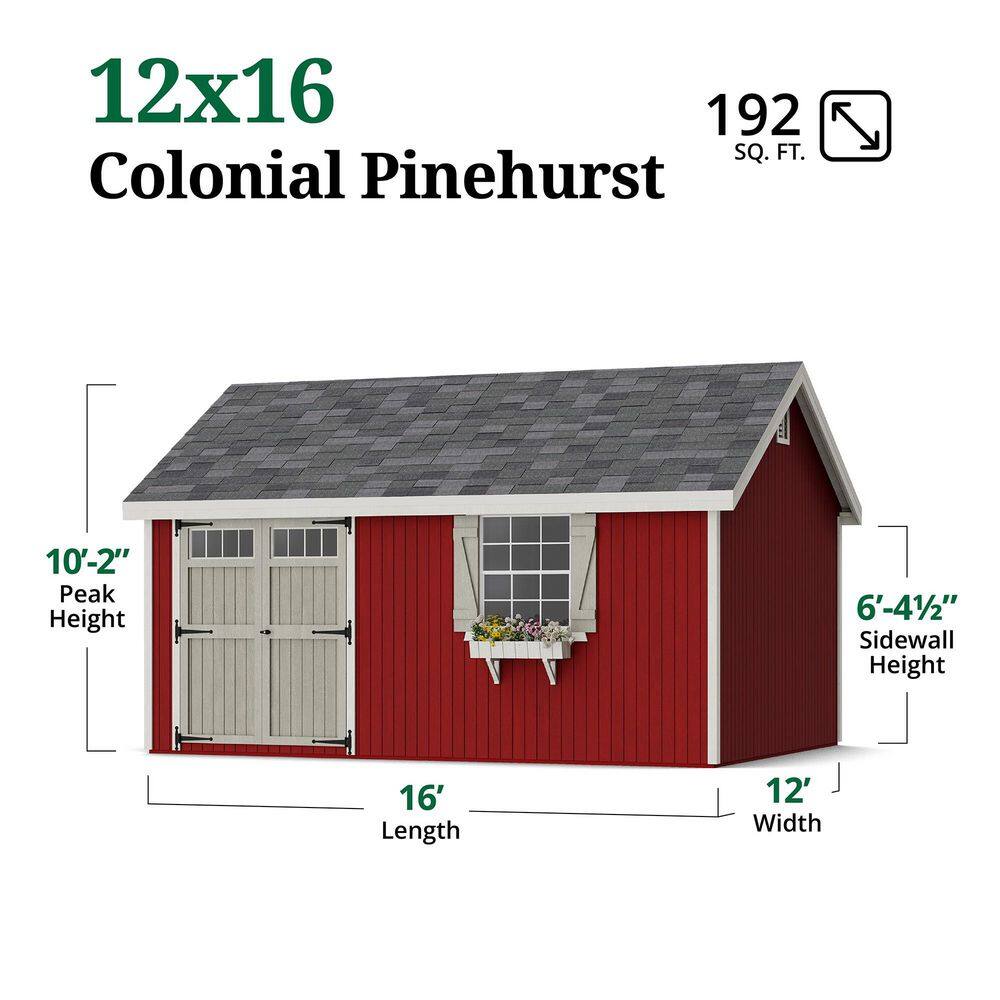 Colonial Pinehurst 12' x 16' Brown Wood Storage Shed with Windows