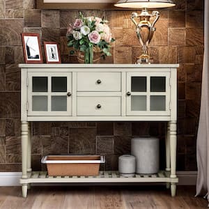 Antique Gray Sideboard Console Table with Bottom Shelf, Wood Buffet Storage Cabinet, Entryway Side Table for Living Room