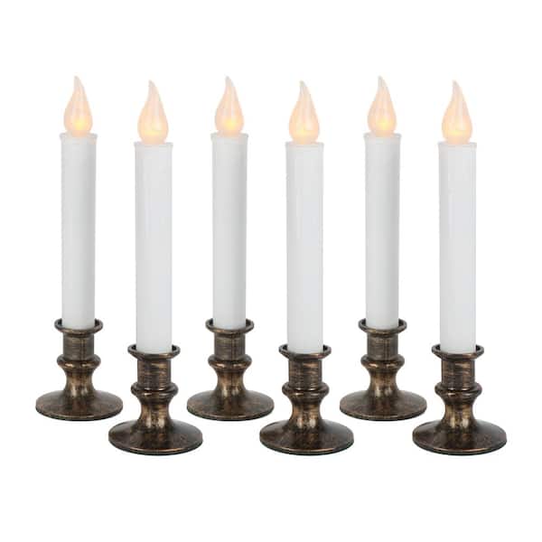 Home Accents Holiday 9 in LED Flickering Candles with Timer - 6-Pack (Bronze)