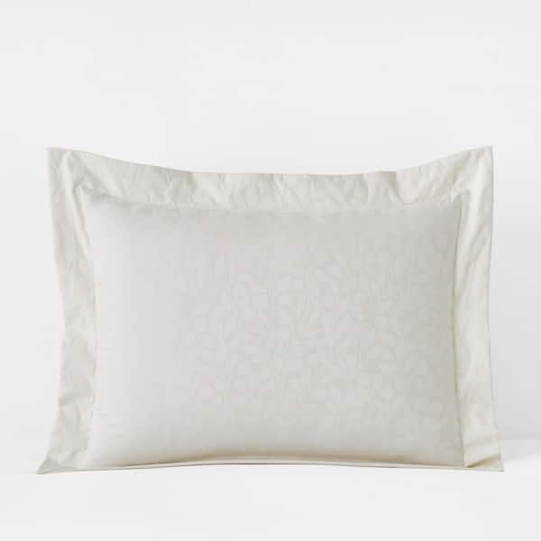 The Company Store Legends Hotel Jacquard Leaf Ivory Wrinkle-Free Supima Cotton Standard Sham