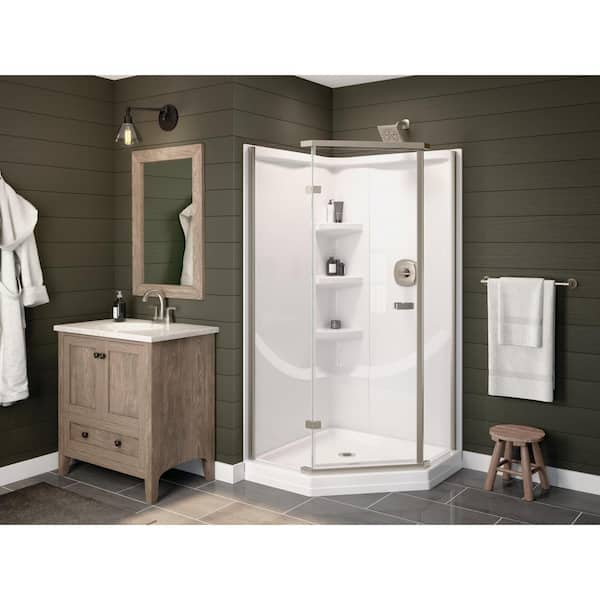 Delta Classic 38 in. W x 72 in. H Neo-Angle Pivot Semi Frameless Corner  Shower Enclosure in Stainless 422061 - The Home Depot