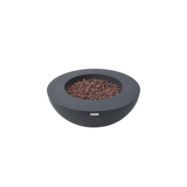 Elementi Lunar Bowl 42 in. x 16 in. Round Concrete Propane Fire Pit Table in Dark Gray