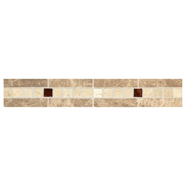 Daltile Stone Decorative Accents Copper Mystery 1-7/8 in. x 12 in. Marble and Glass Accent Wall Tile