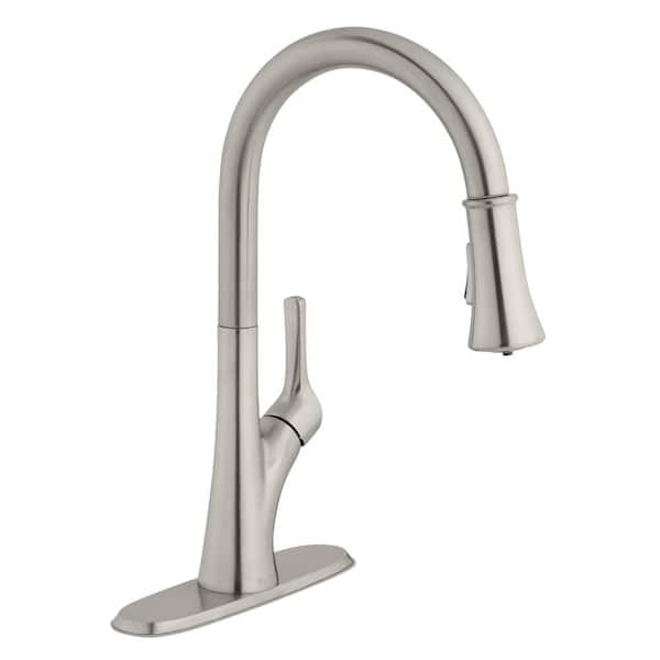 Glacier Bay Single Handle Pull-Down Sprayer Kitchen Faucet with LED in Stainless Steel