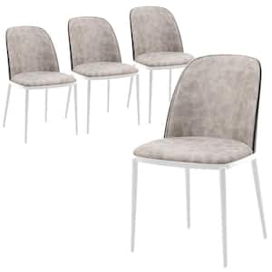 Tule Modern Dining Chair with Suede Seat and White Powder-Coated Steel Frame, Set of 4 (Black/Charcoal)