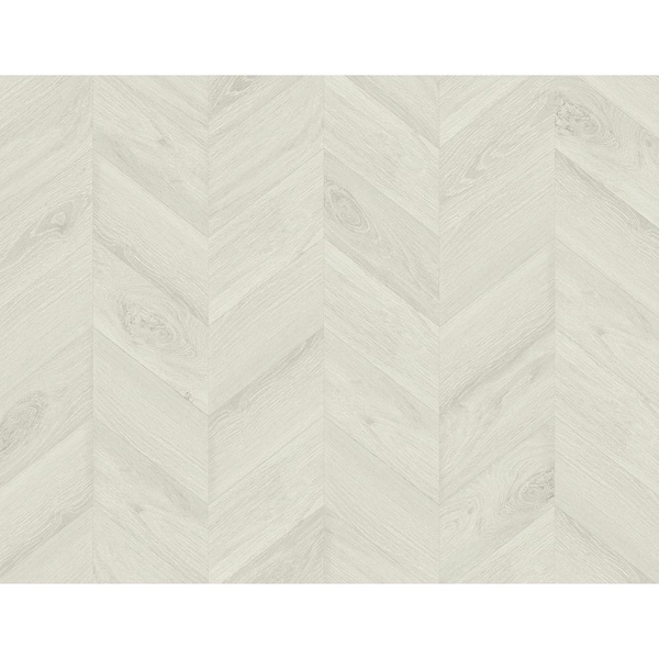 LILLIAN AUGUST 60.75 sq. ft. Coastal Haven Pearl Grey Keone Bay Chevron Embossed Vinyl Unpasted Wallpaper Roll