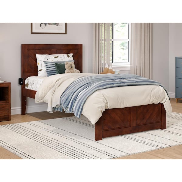 AFI Canyon Walnut Brown Solid Wood Twin Platform Bed with Matching Footboard