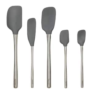Flex-Core Charcoal Stainless Steel Handled Spatula for Meal Prep (Set of 5)
