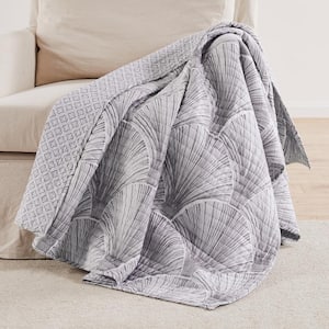 Wexford Grey Fan Quilted Cotton Throw Blanket