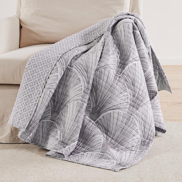 LEVTEX HOME Wexford Grey Fan Quilted Cotton Throw Blanket L57051QT ...