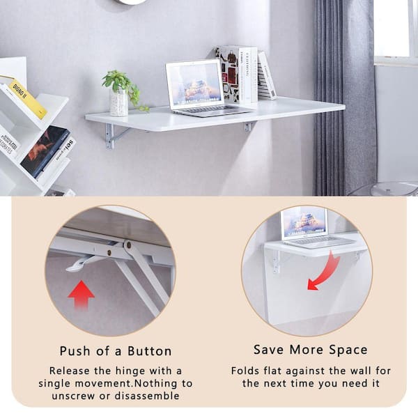 SUNRINX 44.8 in. W x 22 in. D White Wood Folding Mounted
