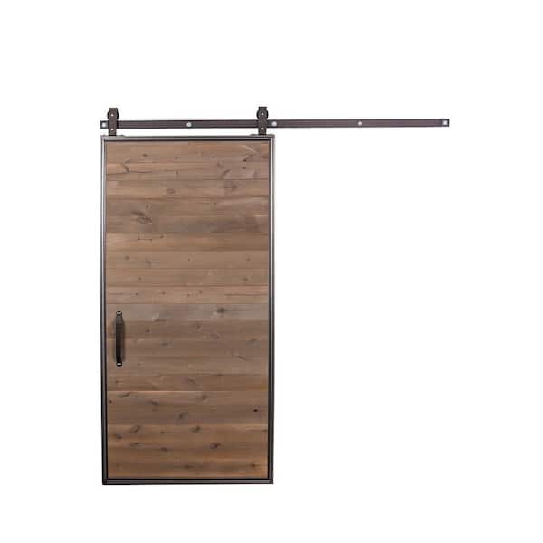 Rustica Hardware 42 in. x 84 in. Mountain Modern Wood Sliding Barn Door with Hardware Kit