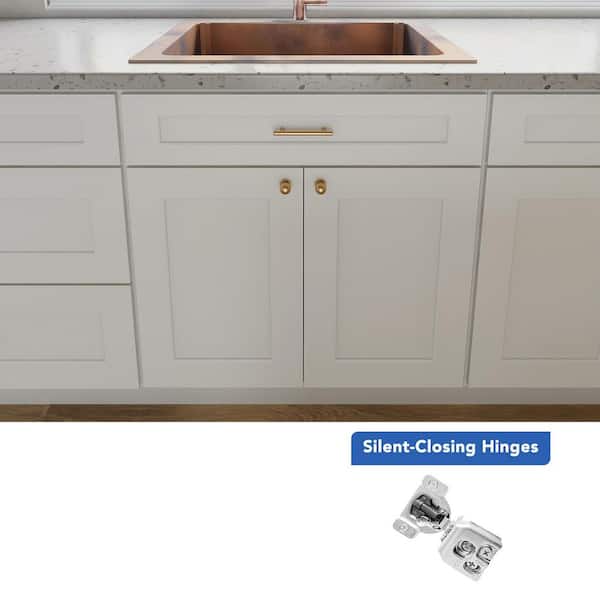 33 in. W x 24 in. D x 34.5 in. H Ready to Assemble Solid Wood Shaker Sink Base Kitchen Cabinet in White