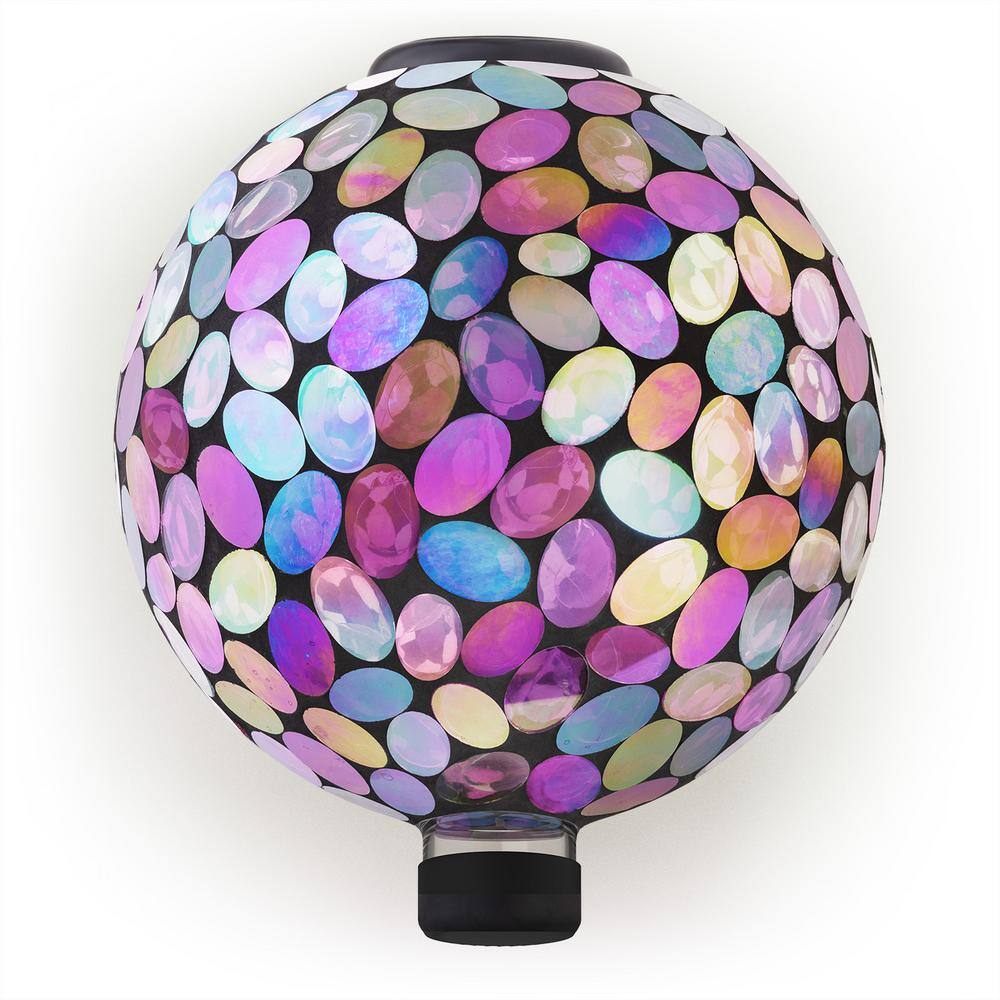 Solar-Powered Purple Glass Gazing Ball with Metal Stand