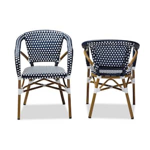 Eliane Navy and White Dining Chair (Set of 2)