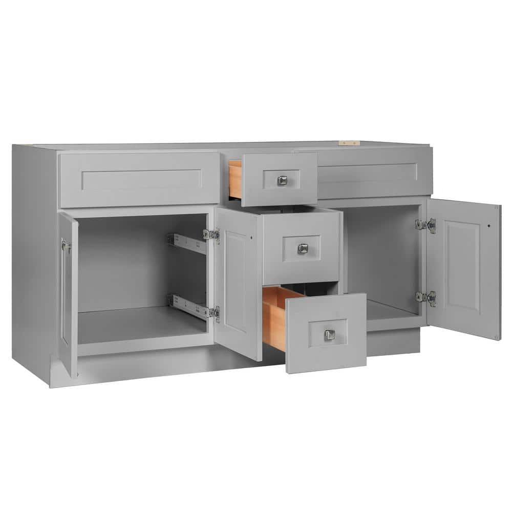 Brookings 60-Inch Gray Shaker Bathroom Vanity Cabinet