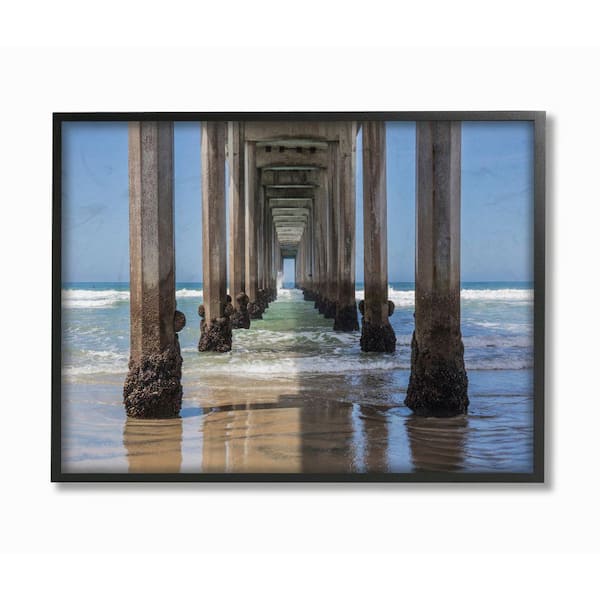 Stupell Industries "Ocean Water Beneath Pier Beach Coastline Photograph" by Barbara Markoff Framed Nature Wall Art Print 24 in. x 30 in.