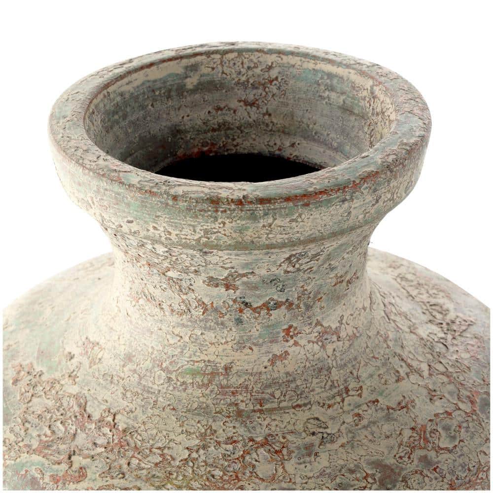 Rustic Cream and Brown Ceramic Urn Vase