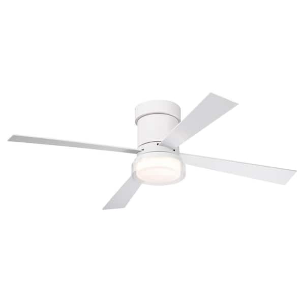 GVODE Matte White 48 in. Ceiling Fan with LED Light and Remote, Indoor Flush Mount