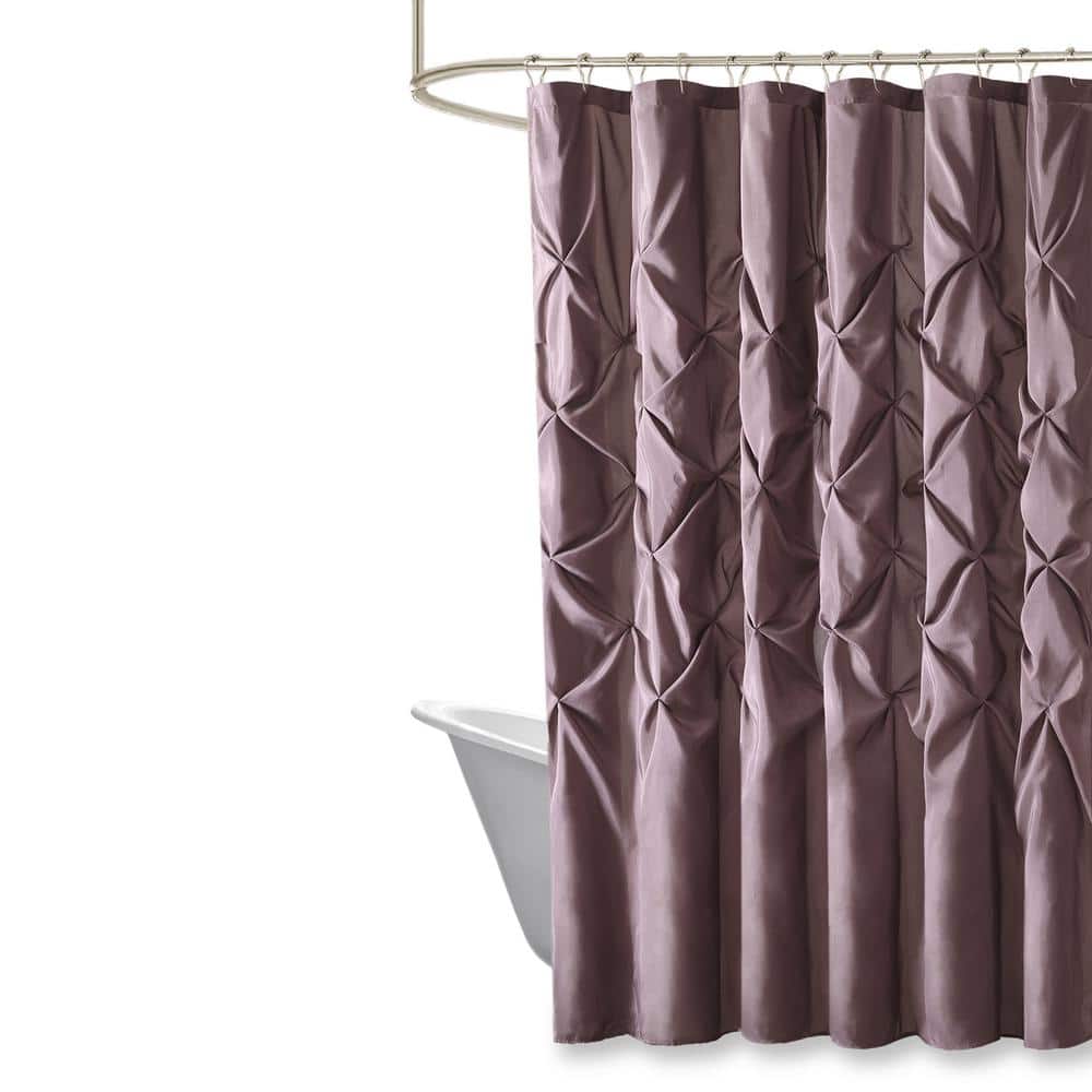 Plum Tufted Semi-Sheer Polyester Shower Curtain