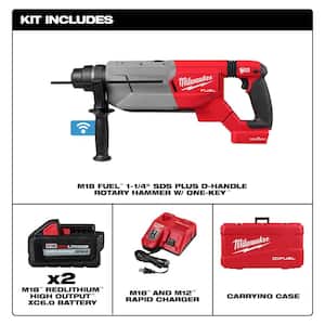 M18 FUEL ONE-KEY 18V Lith-Ion Brushless Cordless 1-1/4 in. SDS-Plus Rotary Hammer w/(2) 6.0 Ah Bat & Drill Bit Set