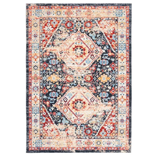 SAFAVIEH Riviera Charcoal/Gold 5 ft. x 8 ft. Machine Washable Medallion Border Area Rug
