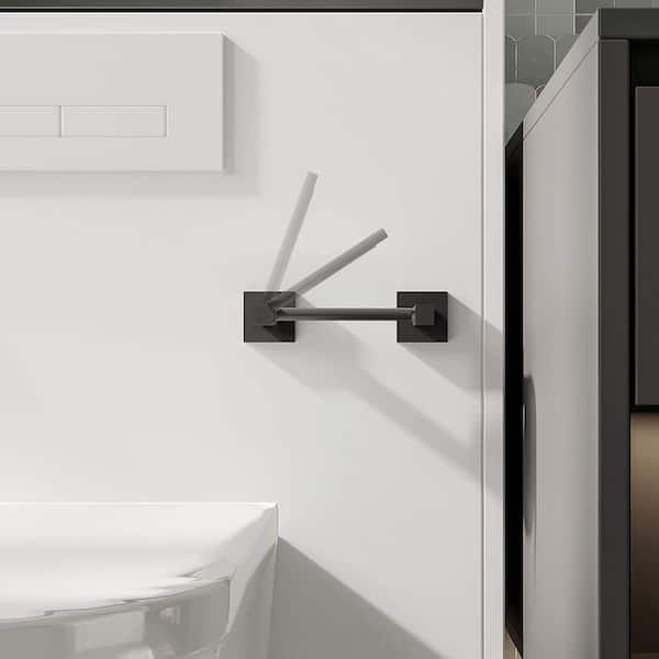 Wall-Mount Double Post Toilet Paper Holder Pivoting Square Tissue Holders Roll Holder Hangers Stand In Matte Black