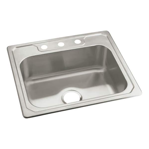 Sterling KOHLER Middleton Drop-In Stainless Steel 25 in. 3-Hole Single Bowl Kitchen Sink