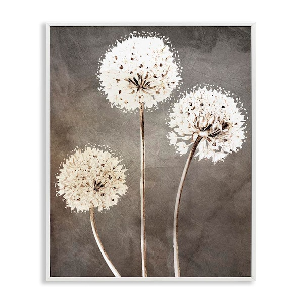 Fluffy Dandelion Plants Wildflower Botanical Blooms by Kim Allen White Framed Giclee Art Print Nature 11 in. x 14 in.