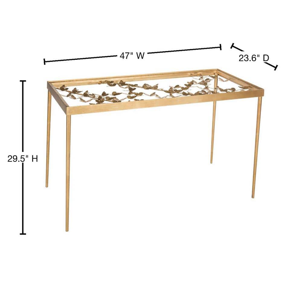 Ethereal Gold 47" Glass-Top Home Office Desk with Drawer