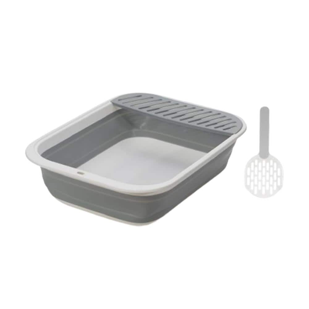 Large Open Top Cat Litter Box with Scoop, Adjustable High Sides, Anti-Splash, Odor-Free and Easy Clean, Gray price history on PriceWatchPro