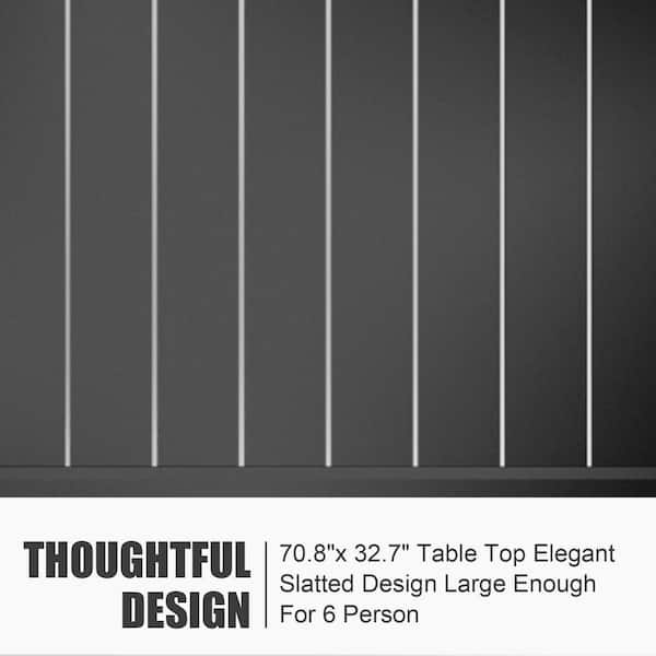 35 in.-71 in. Extendable Aluminum Patio Dining Table in Dark Gray