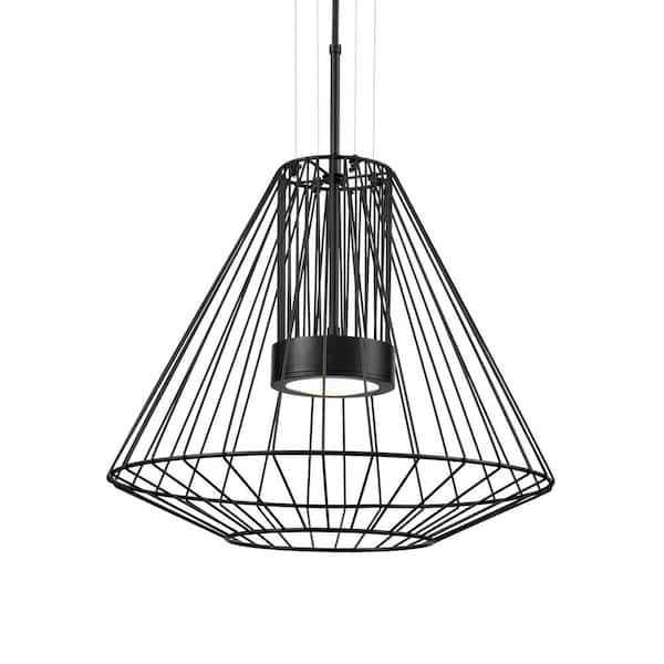 Arctic 20 in. 1-Light 32-Watt Black Integrated LED Exterior Pendant