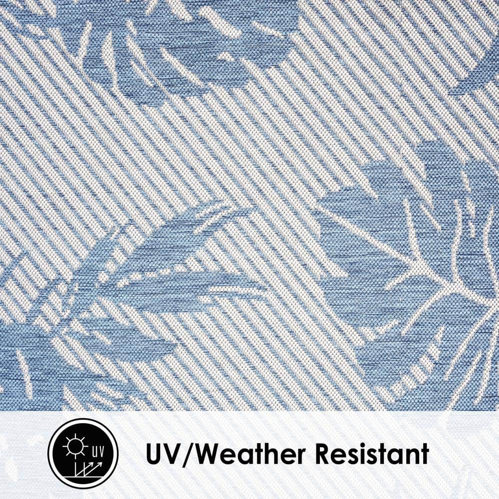Silver and Blue 8' x 10' Reversible Synthetic Area Rug
