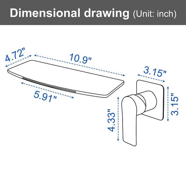 Vara Single-Handle 10.9 in. W Waterfall Spout Wall Mount Bathroom Faucet in Brushed Gold