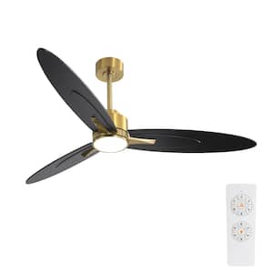 60 in. LED Indoor Gold and Black Ceiling Fan with Remote