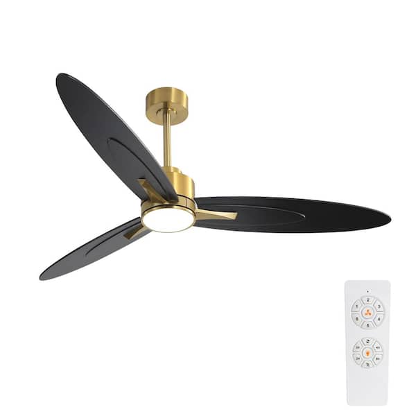 WINGBO 60 in. LED Indoor Gold and Black Ceiling Fan with Remote