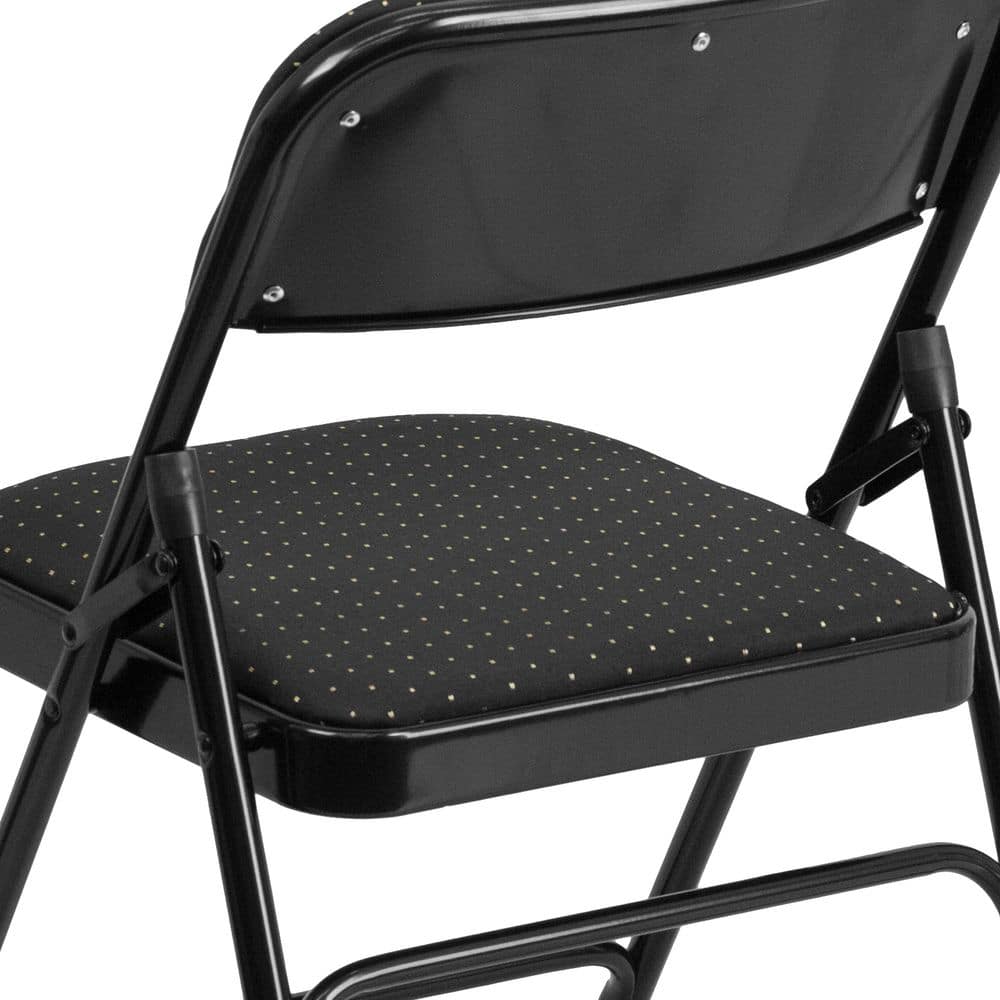 Black Patterned Fabric 30" Armless Metal Reception Chair