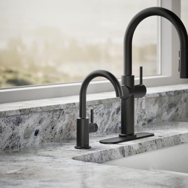 Contemporary Single Handle Beverage Faucet in Matte Black