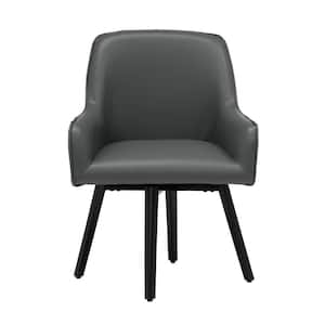 Spire Luxe Gray Smoke Swivel Accent Chair with Arms Blended Leather Metal Legs