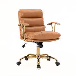 Regina Modern Adjustable Height Executive Saddle Brown Leather Office Chair with Armrests, Tilt and 360° Swivel