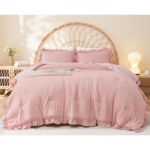 The 3-Piece Blush Microfiber Full Lightweight Bedding Comforter Set