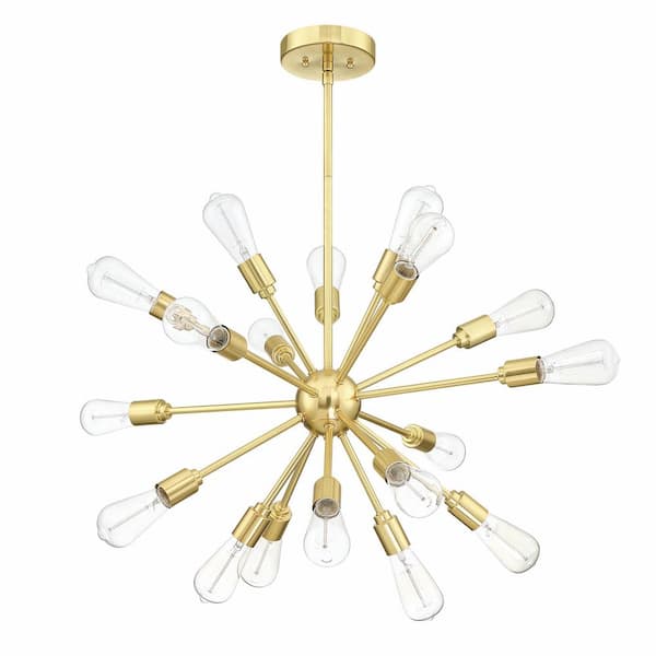 18-Light Gold Vintage Chandelier 18 x E26 Hanging Ceiling Large Bright Chandelier