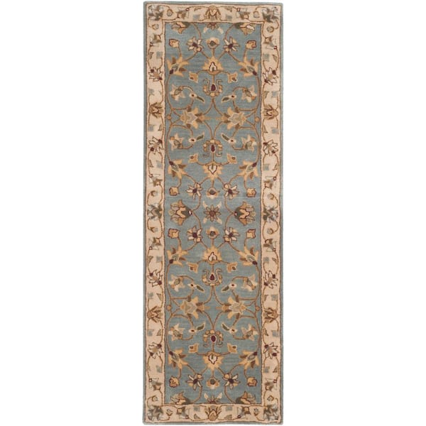 Royalty Blue/Beige 2 ft. x 7 ft. Border Runner Rug