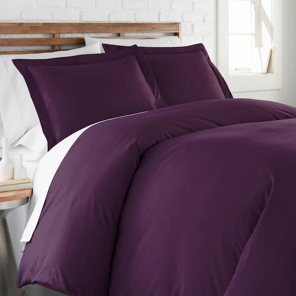 SOUTHSHORE FINE LINENS Vilano Classic 3-Piece Purple Full/Queen Micorfiber Duvet Cover Set