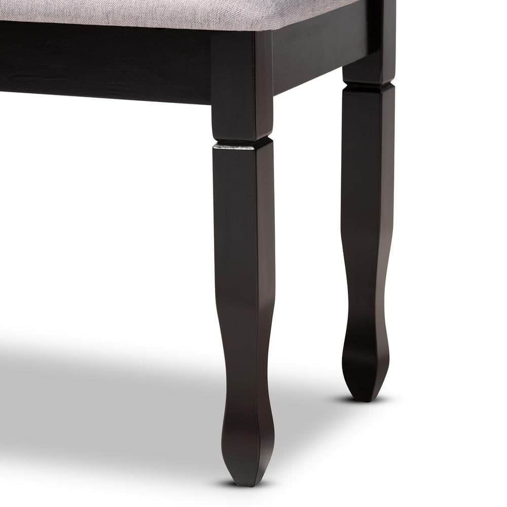 Elegant Corey Dark Brown and Gray Upholstered 48" Wood Dining Bench