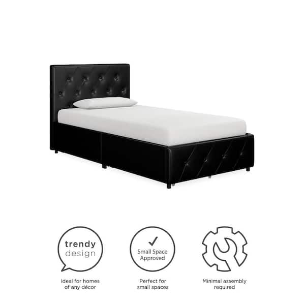 Faux leather twin deals bed